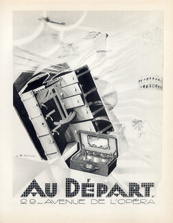 Au Départ 1928 Toiletries Bag, Lithograph PAN P.Poiret, Yan Dyl