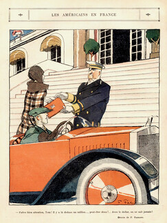 Fabien Fabiano 1924 "Les Américains en France" The Americans in France, Hotel Porter