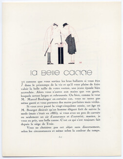 La Belle Canne, 1920 - Bernard Boutet de Monvel Bamboo stick, Cane in rattan... La Gazette du Bon Ton, Texte par Eugène Marsan, 4 pages