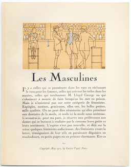 Les Masculines, 1922 - Bernard Boutet de Monvel Feminists and Fashion... Women disguised as Men, Gazette du Bon Ton, Texte par Roger Boutet de Monvel, 4 pages