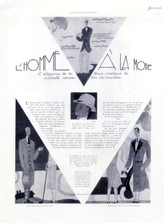 L'Homme à la Mode, 1925 - The Fashionable Man, Gallantry Jeanne Lanvin, Hermès (Cigarette Box) O'Rossen, Coquillot, Gélot, Leon Benigni, Texte par Francis de Miomandre, 3 pages