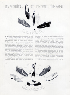 Les Souliers de l'Homme Élégant, 1929 - The Fashionable Man, Shoes Vuitton Hatbox, Michel Bouchaud, 2 pages