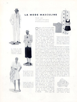 La Mode Masculine pour les Villégiatures Ensoleillées, 1930 - The Fashionable Man Knize, Hilditch & Key, Anderson & Sheppard, Hubert Giron, 2 pages