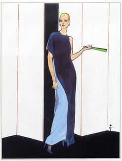 Grès 1981 René Gruau, Evening Gown