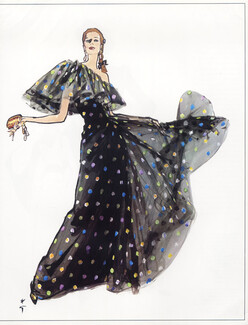 Chanel (Couture) 1981 René Gruau, Evening Gown