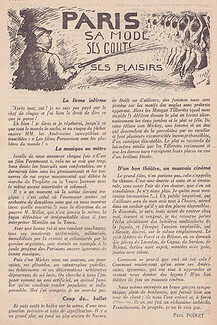 Paris - Sa Mode, Ses Goûts, Ses Plaisirs, 1932 - Texte par Paul Poiret
