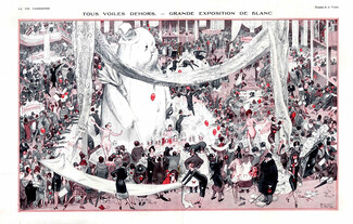 Armand Vallée 1924 Exposition de Blanc, Lingeries, Fashion parade, Comic Strip, Snowman