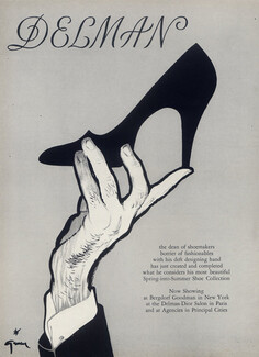 Delman (Shoes) 1954 René Gruau, Christian Dior