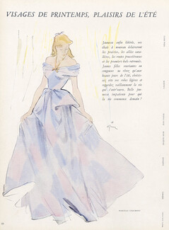 Marcelle Chaumont 1946 René Gruau, Fashion Illustration, Evening Gown