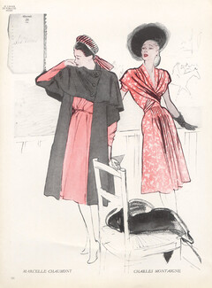 Marcelle Chaumont 1946 Charles Montaigne René Gruau Fashion Illustration