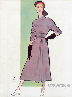 Jacques Heim 1947 René Gruau Dress Fashion Illustration