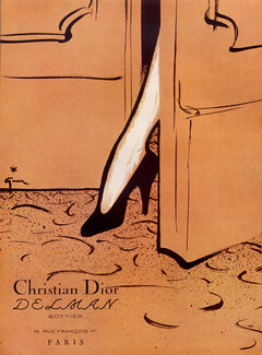 Christian Dior (Shoes) 1954 René Gruau, Delman