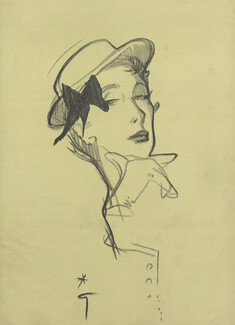 René Gruau 1950 Hat Fashion Illustration
