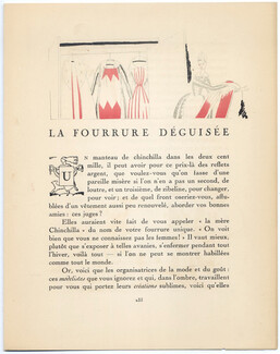 La Fourrure Déguisée, 1920 - Charles Martin Furs, Gazette du Bon Ton, Text by Marcel Astruc, 4 pages