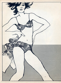 Antonio Lopez 1965 6 illustrated Pages, Jacques Maraut, Marie Bonheur..., 6 pages