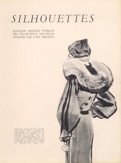 Eric 1933 Madeleine Vionnet, Maggy Rouff, Schiaparelli, Mainbocher, 4 illustrated pages, 4 pages