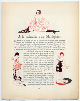 A la recherche d'un Néologisme, 1913 - Pigeat Nightdress, Pajamas, Gazette du Bon Ton, Texte par Marcel Astruc, 4 pages