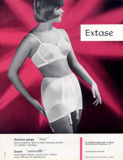 Extase (Lingerie) 1962 Girdle, Bra, Dentellastex T. Lebas