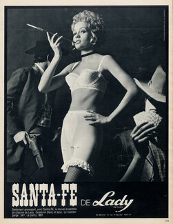 Lady (Lingerie) 1968 Ets Bernier, Pantie Girdle, Bra, Cigarette Holder, Photo Bianchini, Western style