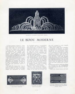 Le Bijou Moderne, 1925 - Mauboussin (Diadème) Lalique (Pendentif) Gerard Sandoz (drop earring) Back: Cartier, Boucheron, Raymond Templier, Texte par Gabrielle Rosenthal