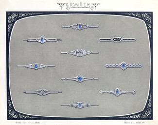 L. Béguin (Jewels Drawings) 1921 Barrettes Joaillerie, Pins Jewelry
