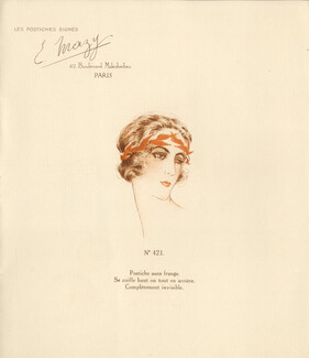 E. Mazy Coiffeur-Posticheur (Catalog) 1920s Hairstyle, wig, 62 Boulevard Malesherbes, 6 pages