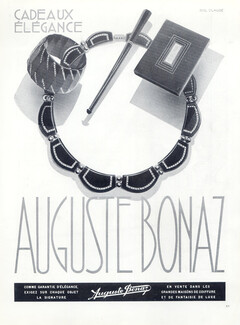 Auguste Bonaz (Combs) 1933 Cigarette Holder, Powder Box, Necklace, Bracelet, Art deco Style