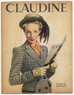 CLAUDINE Fashion Magazine 1945 N°14 Legroux Soeurs, Paul Valentin