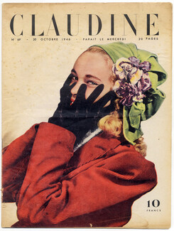 CLAUDINE Fashion Magazine 1946 N°69 Hairstyle, Robert Doisneau