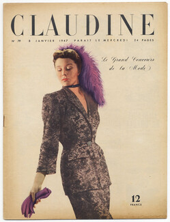 CLAUDINE Fashion Magazine 1947 N°79 Costet, Seeberger