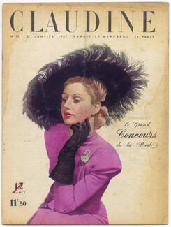 CLAUDINE Fashion Magazine 1947 N°81 Josephine Baker, Jacques Fath
