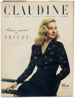 CLAUDINE Fashion Magazine 1947 N°83 Kostio de War, Anny Blatt, Lola Prussac, Renée Patton