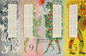 Jean-Denis Malclès 1954 Calendrier de Elle, Calendar, Saisons