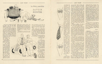 La Mode Masculine - Savoir Ecouter, 1926 - The Fashionable Man Tie, A. de Roux, Texte par Ariste