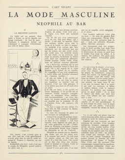 La Mode Masculine - Néophile au Bar II, 1926 - The Fashionable Man Bar, A. De Roux, Text by Ariste