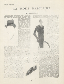 La Mode Masculine - De Pied en Cap, 1925 - The Fashionable Man Hat, Shoes, Jacket, A. de Roux, Text by Ariste