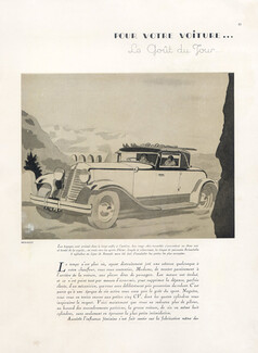 Pour Votre Voiture..., 1929 - Jacques Demachy Renault Reinastella, Delage, Voisin, Bugatti, Hotchkiss..., Texte par Michel Feydeau, 5 pages