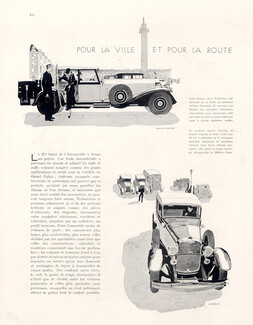 Pour la Ville et pour la Route, 1931 - Jean Pagès Rolls-Royce, Lincoln, Renault, Fiat, Peugeot, Delage, Rosengart, Packard..., 3 pages