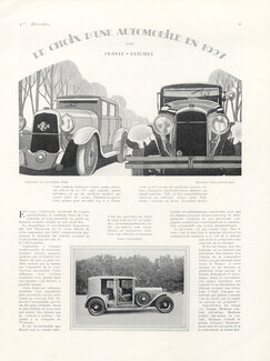 Le Choix d'une Automobile en 1927, 1926 - Hispano Suiza, Panhard, Bugatti, Packard, Voisin Coachbuilders Kellner, Grummer... Hermès (Radiator cap), Text by Franz-Reichel, 10 pages