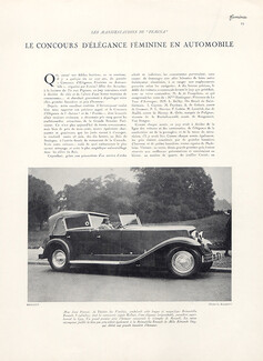 Le Concours d'Élégance Féminine en Automobile, 1928 - Renault, Bugatti, Cadillac, Ballot, Van Den Plas, Jane Provost, 4 pages