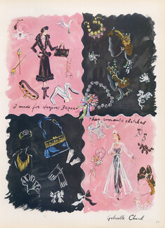 Chanel (Couture) 1938 Romantic Sketches for Harper's Bazaar by Gabrielle Chanel