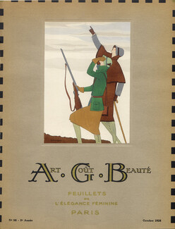 Zeilinger 1928 A.G.B (Art Goût Beauté) Cover, Hunting Fashion Illustration