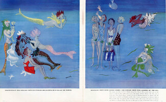 Marcel Vertès 1937 Neptune, Mermaid, Mythology, Swimwear, Bathing Beauties