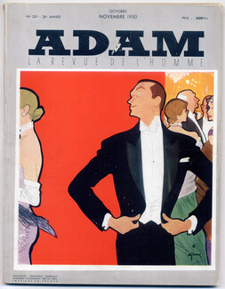 Adam 1950 N°201 Magazine for Men, René Gruau, Jacques Fath, Corbeville