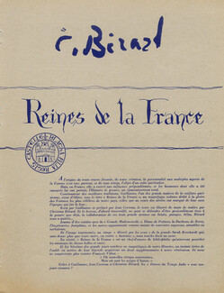 Reines de la France, 1950 - Christian Bérard, Text by Jean Cocteau, Guillaume, 8 pages