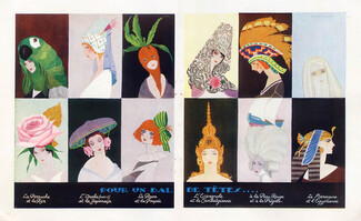 Umberto Brunelleschi 1922 Disguise Costume Hats, Egyptian, the Rose Flower, Arabic, Japanese, Spanish...