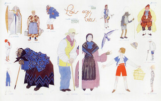 Georges Lepape 1923 L'Oiseau Bleu, Costume designs