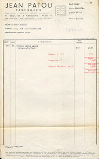 Jean Patou (Perfumes) 1947 invoice
