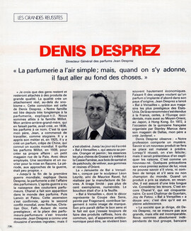 Denis Desprez, 1972 - Jean Desprez Perfumes, Portrait, Texte par Jean Grandmougin, 2 pages