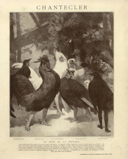 René Lelong 1910 Chantecler, Disguise Costume, Pheasant, Owls, Cock, Guinea fowl... 4 illustrated Pages, 4 pages